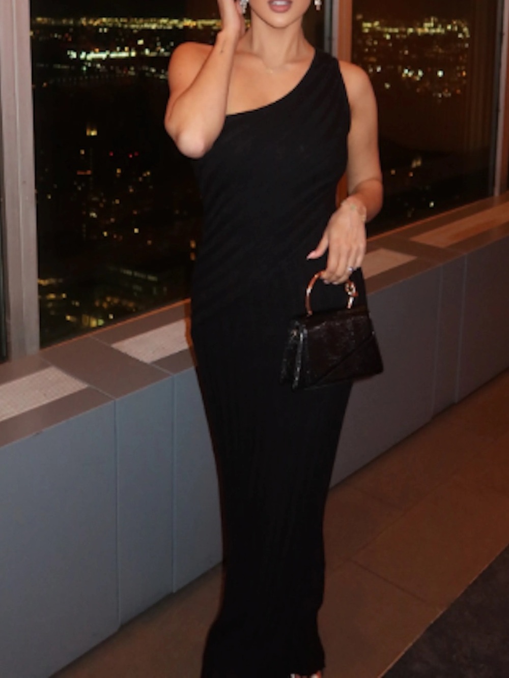 Jluxlabel BLACK FRINGE KNIT MAXI DRESS